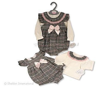 2 pcs barboteuse ensemble bébé fille avec dentelle et nœud - 0-12 Mois - Grossiste et Fournisseur