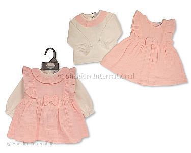 2 pcs robe ensemble bébé fille avec nœud - Rose - Grossiste et Fournisseur