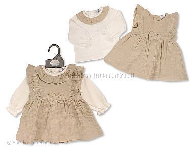 2 pcs robe ensemble bébé fille avec nœud - Taupe - Grossiste et Fournisseur