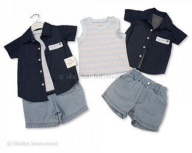 3 pcs denim short ensemble bébé garçon - Étoile - Grossiste et Fournisseur