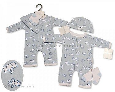 Pyjama avec bonnet et chaussettes pour bébé garçon - Éléphant/Girafe - Grossiste et Fournisseur