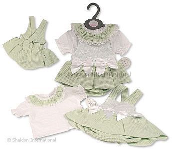 Robe ensemble bébé fille avec dentelle at nœuds - Sauge - 12-24 Mois - Grossiste et Fournisseur