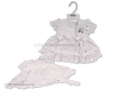 Robe bébé à volants avec broderie et nœuds - Grossiste et Fournisseur