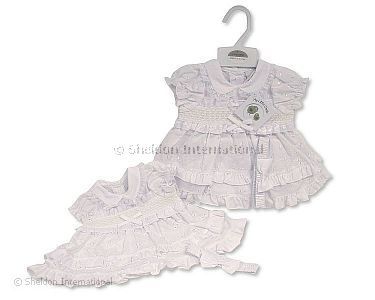 Robe bébé à volants avec smockage et nœud - 6-24 mois - Grossiste et Fournisseur