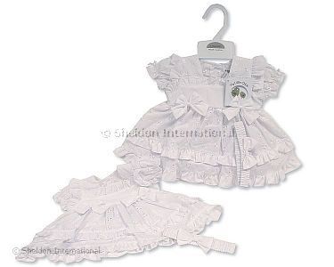 Robe bébé à volants avec broderie et nœuds - 6-24 mois - Grossiste et Fournisseur