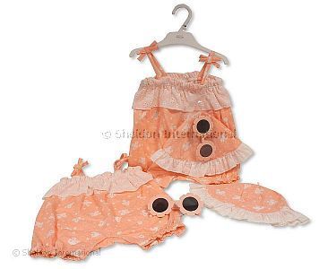 2 pcs barboteuse ensemble pour bébé fille avec lunettes de soleil - Papillons - Grossiste et Fournisseur
