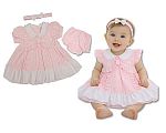 Robe bébé avec volants et col en dentelle - Rose - 0-6 mois - Grossiste et Fournisseur