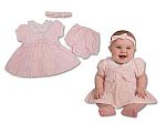 Robe bébé avec volants et col en dentelle - Rose - 0-6 mois - Grossiste et Fournisseur