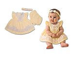 Robe bébé avec dentelle et nœuds - Citron - 0-6 mois - Grossiste et Fournisseur