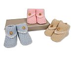 Chaussons tricoté pour bébé avec bouton - Grossiste et Fournisseur