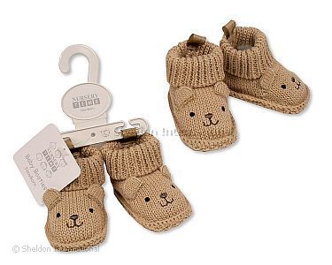Chaussons tricotés pour bébé - Teddy - Taupe - Grossiste et Fournisseur
