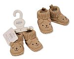Chaussons tricotés pour bébé - Teddy - Taupe - Grossiste et Fournisseur