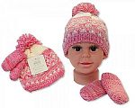 Bonnet pompon et mitaines ensemble bébé fille avec doublure - Grossiste et Fournisseur