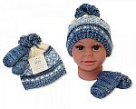 Bonnet pompon et mitaines ensemble bébé garçon avec doublure