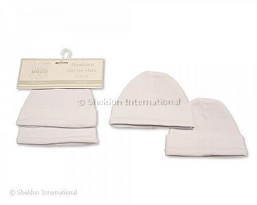 Bonnets bébés 2 pack - Blanc uni - Grossiste et Fournisseur