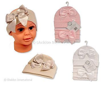 Bonnet et bandeau ensemble avec nœuds pour bébé fille - Grossiste et Fournisseur