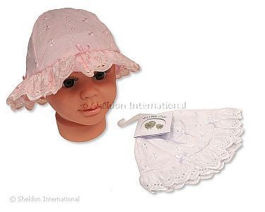 Chapeau de soleil avec broderie, dentelle et nœud - Grossiste et Fournisseur
