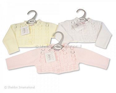 Tricoté boléro cardigan bébé fille avec point de pointelle  - 9-24 mois - Grossiste et Fournisseur