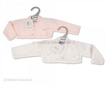 Tricoté boléro cardigan bébé fille avec point de pointelle  - 9-24 mois - Grossiste et Fournisseur