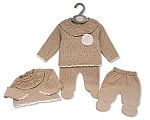2 pcs ensemble tricoté pour bébés avec collier - Taupe - Grossiste et Fournisseur