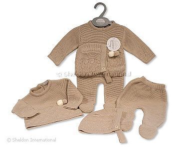 3 pcs ensemble tricoté pour bébés avec pompons - Grossiste et Fournisseur