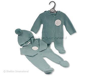 Combinaison tricoté pour bébés avec capuche et pompon - Grossiste et Fournisseur