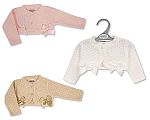 Tricoté boléro cardigan bébé fille avec nœuds - Taille 9-24 mois - Grossiste et Fournisseur