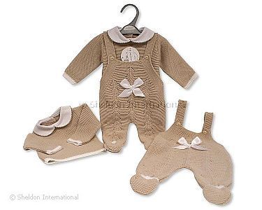 2 pcs salopette ensemble tricoté pour bébés avec nœud - Grossiste et Fournisseur