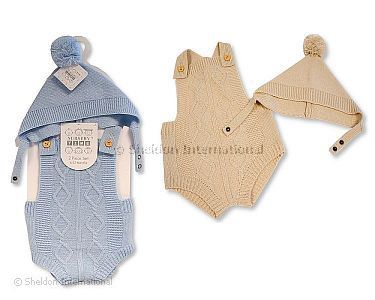 Tricoté barboteuse bébé et bonnet pompon ensemble - Grossiste et Fournisseur