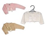 Tricoté boléro cardigan bébé fille avec nœud - Taille 9-24 mois - Grossiste et Fournisseur