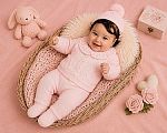 2 pcs ensemble tricoté pour bébé fille avec bonnet pompon - Grossiste et Fournisseur