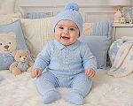 2 pcs ensemble tricoté pour bébé garçon avec bonnet pompon - Grossiste et Fournisseur