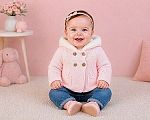 Cardigan tricoté pour bébé fille avec capuche en fourrure - Grossiste et Fournisseur