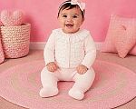 3 pcs ensemble tricoté pour bébé fille avec avant et col en dentelle - Grossiste et Fournisseur