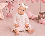 Robe tricoté pour bébé fille avec col en dentelle et nœud - Grossiste et Fournisseur