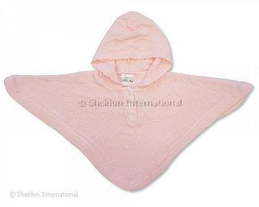 Tricoté poncho bébé - rose - 467p - Grossiste et Fournisseur