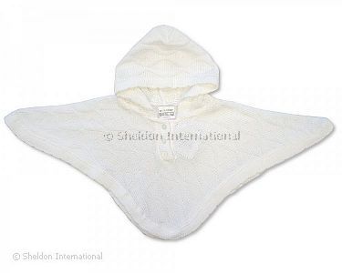 Tricoté poncho bébé - blanc - 467w - Grossiste et Fournisseur