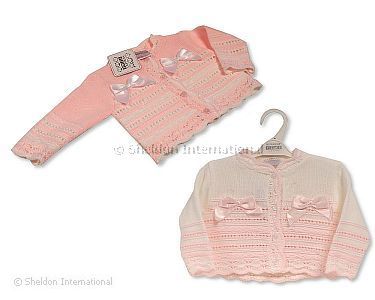 Tricoté cardigan bébé fille avec nœuds -585- Nais-9 mois - Grossiste et Fournisseur