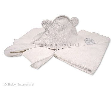 Cape de bain bébé avec oreilles - Blanc - Grossiste et Fournisseur