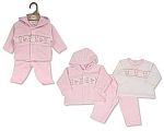 3 pcs ensemble bébé fille avec smocks et capuche - Doux