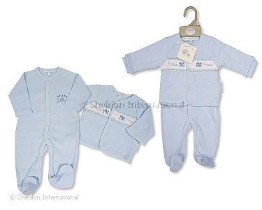 2 pcs ensemble bébé garçon avec smocks - Prince - Grossiste et Fournisseur