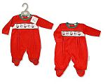 Pyjama velours bébé de Noël avec smocks - Père Noël - Grossiste et Fournisseur