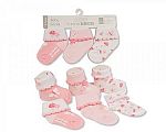 Chaussettes de bébé fille 3-Pack - Papillon/Champignons - Grossiste et Fournisseur