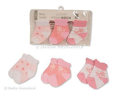 Chaussettes de bébé fille 3-Pack - Fleurs - Grossiste et Fournisseur