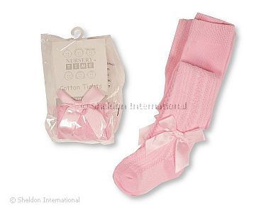 Collants en coton pour bébés avec nœud - Rose - Grossiste et Fournisseur