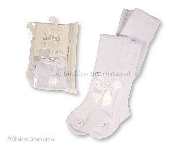Collants en coton pour bébés avec nœud - Blanc - Grossiste et Fournisseur