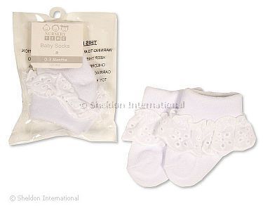 Chaussettes bébés avec dentelle - Blanc - Petites Tailles - Grossiste et Fournisseur