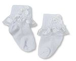 Chaussettes bébé fille avec dentelle en satin et rosebud nœud - Grossiste et Fournisseur