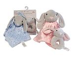 doudou et hochet set - Lapin - Rose et Ciel - Grossiste et Fournisseur