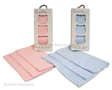 Paquet de 3 débarbouillettes en coton pour bébé - Grossiste et Fournisseur
